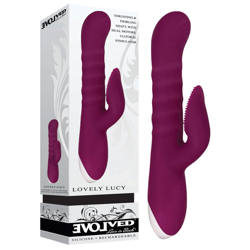 Evolved LOVELY LUCY - Burgundy Red 24 cm USB Rechargeable Rabbit Vibrator