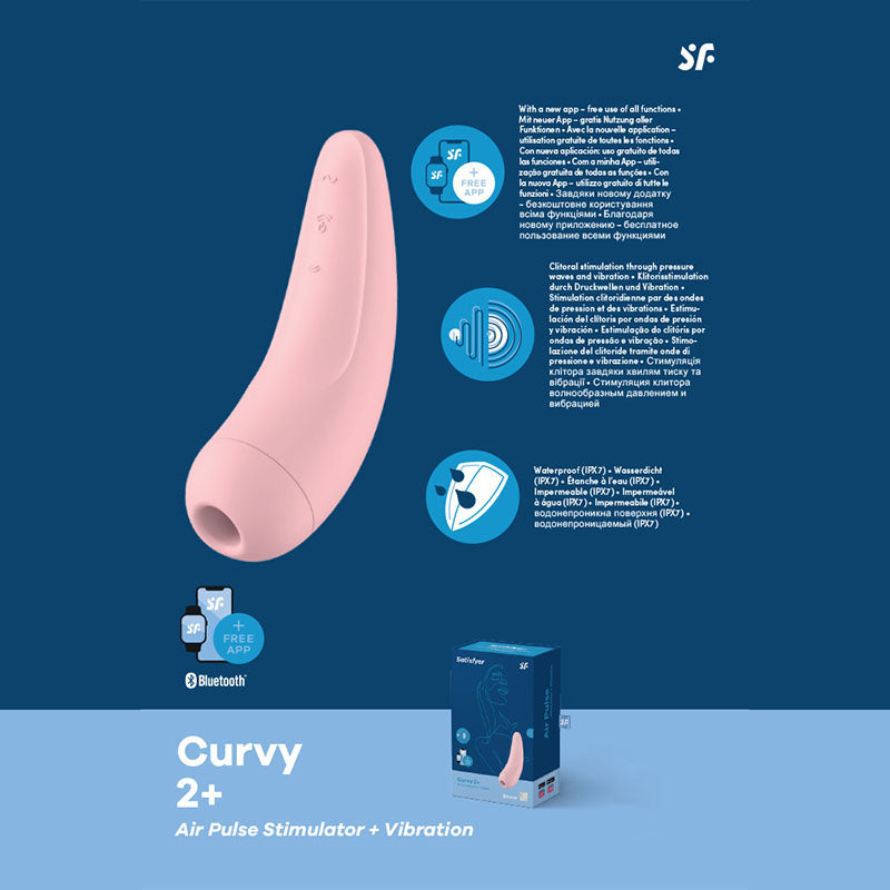 Satisfyer Curvy 2+ - App Contolled Touch-Free USB-Rechargeable Clitoral Stimulator with Vibration