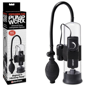 Pump Worx Beginner's Vibrating Pump - Clear/Black Vibrating Penis Pump